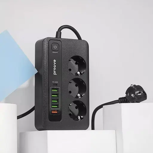Подовжувач - мережевий фільтр Proove Power Socket PD-03 (3 розетки + 5 USB + 1 Type-C 20W) 2 метри - фото 4