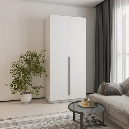 Шафа 2-дверна MebelStar Оскар ДСП BG, комплект полиць 100x52x220 см Аляска білий (MBS-4502)