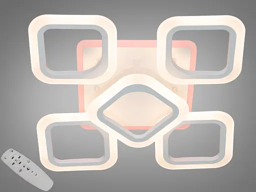 Стельова лед люстра з пультом, диммером, LED підсвічуванням, 60W, біла - фото 1