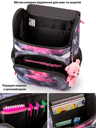 Ортопедический школьный рюкзак (ранец) 6 в 1 для девочки School Standard с Котом 34х26х14 см для младших классов (350-103) - фото 6