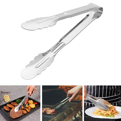 Щипці кухонні універсальні з нержавіючої сталі "Пелюстка" для барбекю гриля, Kitchen Master Сріблястий 84647 - фото 2