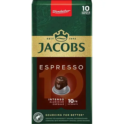 Кофе молотый Jacobs Espresso 10 Intenso в капсулах, 10 шт. (914990)