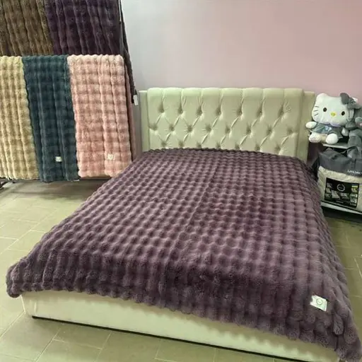 Покрывало "Кролик" лилового мягкое велюровое покрывало 2,20×2,40 м для кровати - фото 1