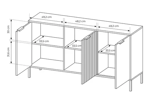 Комод Perfect Home Рейв / Rave 3-дверный 3D/153 Черный/дуб артизан (PFH-091091) - фото 4