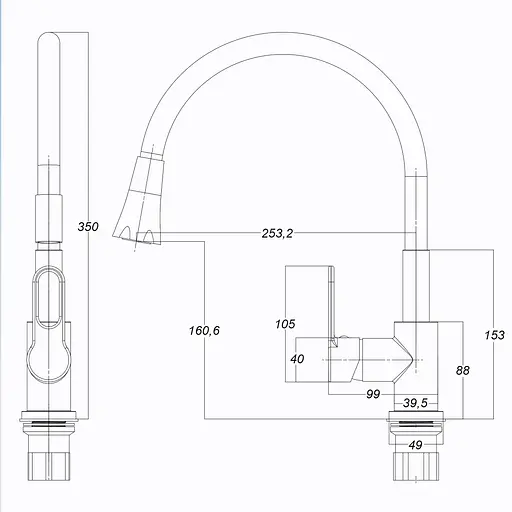 Смеситель для кухни Globus Lux Dolly GLD-0203LA-B01 стильный кран для мытья с высоким сливом для удобства использования - фото 8