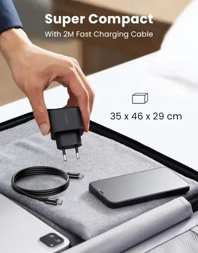 Зарядний пристрій Ugreen CD250 USB Type-C 25 Вт PD кабель USB Type-C to Type-C 2 м - фото 4