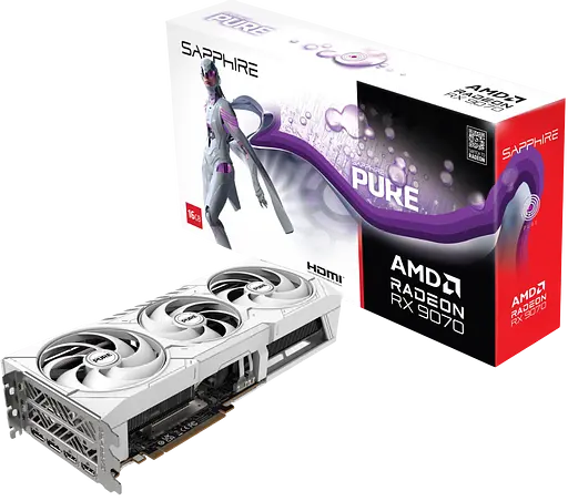 Видеокарта AMD Radeon RX 9070 16GB Sapphire PURE GAMING OC White (11349-02-20G)