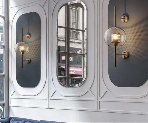 Дизайнерський настінний світильник у латунному каркасі Line F довжина 40 см Арт. W313 - фото 3