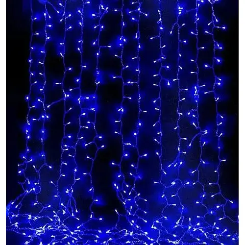 LED гірлянда Водоспад 3х2м від мережі 400 світлодіодів Довговічна різдвяна гірлянда-штора для святкового декору будинку Синя - фото 1