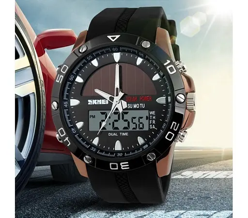 Чоловічий годинник Skmei Solar 1064 на сонячній батареї black - фото 2