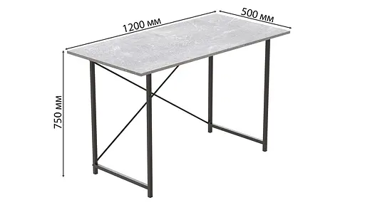 Стол письменный Line Лайт Ferrum-decor 750x1200x500 Черный металл ДСП Бетон 16 мм (FRD-104856) - фото 4
