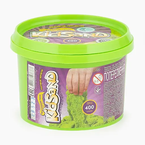 Кінетичний пісок "KidSand" KS-01-06 Danko Toys, банка 400г (4820186076387) Зелений - фото 1