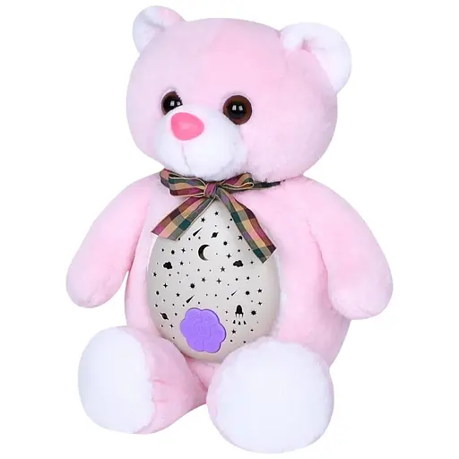Нічник дитячий Limo Toy HB 0046 ABC Ведмедик плюшевий з проєктором 8 колискових рожевий