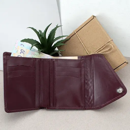 Гаманець жіночий шкіряний маленький Sabrina бордовий пітон - фото 2