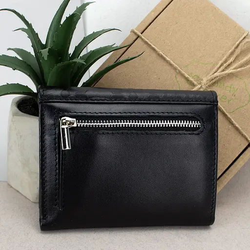 Гаманець жіночий шкіряний маленький Sabrina чорний пітон - фото 3