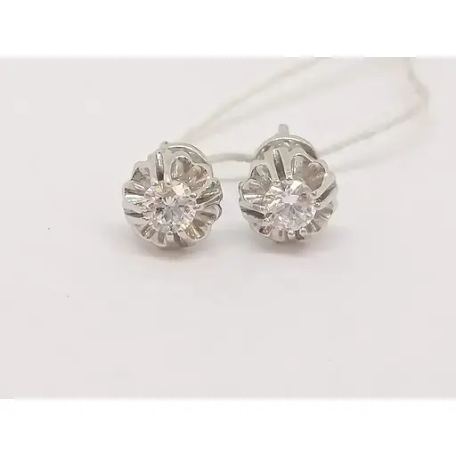 Золоті сережки-пуссети Столична Ювелірна Фабрика з фіанітами. 113901Б - фото 2