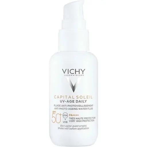 Сонцезахисний невагомий флюїд Vichy Capital Soleil UV-Age Daily проти ознак фотостаріння шкіри обличчя SPF 50+ 40 мл (MB364200)