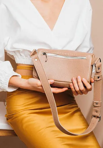 Шкіряна поясна сумка Explorer S карамель флотар - фото 5