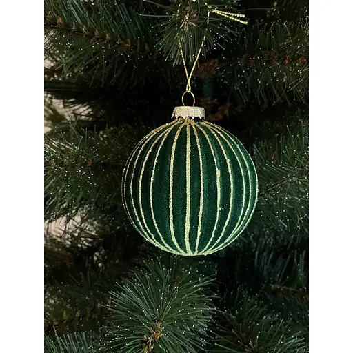 Ялинкова кулька Chomik смугаста велюр 8 см зелена (5900779882027_2) - фото 2