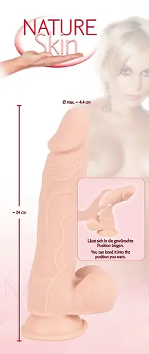 Фалоімітатор Orion Nature Skin Medium Bendable 24 см тілесний - фото 9