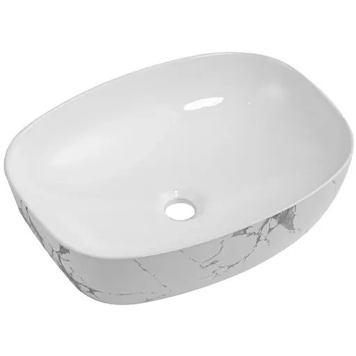 Раковина накладна Qtap Robin Marble, прямокутна, з донним клапаном QT04116302MR - фото 1