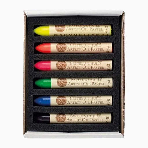 Набор масляной пастели Sennelier Fluorescent, 6 цветов, картон. - фото 2