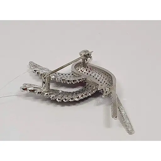 Серебряная брошь Dear Птица с фианитами. 9007.56С - фото 5