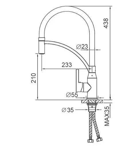 Змішувач для кухні Frap з гнучким виливом F4552-6 - фото 6