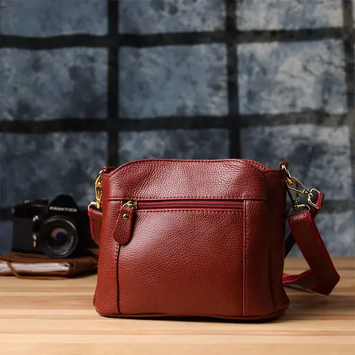 Женская кожаная сумка Vintage с тремя секциями 22.5х16.5х11.5 см sum0027629 - фото 10