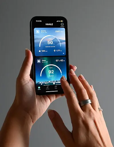 Смарт кільце HAALE Android & iOS Bluetooth 5.0 — Чоловіче під'єднане кільце — IP68 Водонепроникний, Менструація, Сон, стрес - фото 3