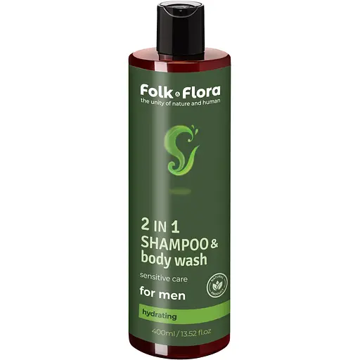 Шампунь-гель для душа Folk&Flora 2 в 1 увлажняющий мужской 400 мл 