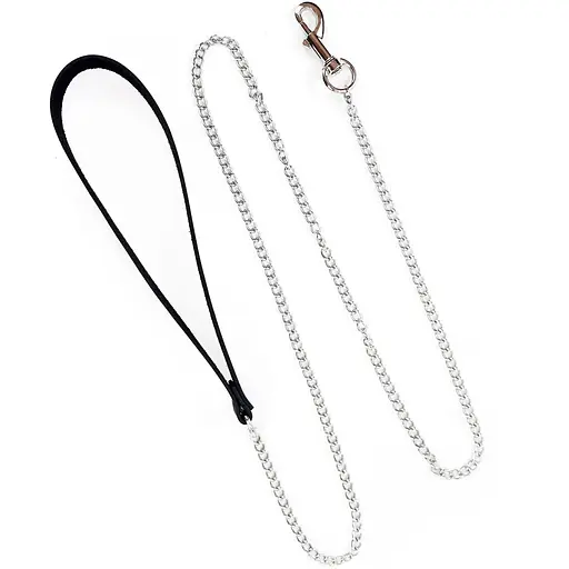 Повідець на ланцюжку із натуральної шкіри Art of Sex - Leash, колір Чорний - фото 2