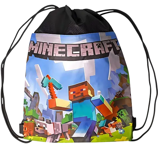 Детская сумка Стич для спортивной формы и обуви 35х40 см черно-синяя (25-33)