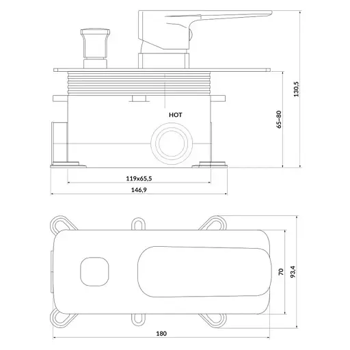Смеситель для ванны и душа Cersanit Larga S951-374 с коробкой скрытого монтажа Хром 30412 - фото 2