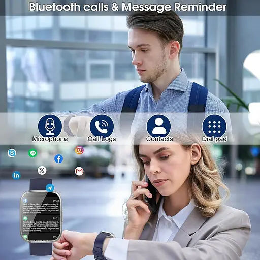 Розумний годинник Puqo для чоловіків і жінок, відповіді/дверей, 1,95-дюймовий фітнес-годинник з монітором швидкості - фото 5