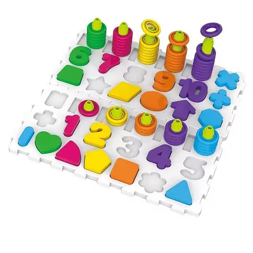 Развивающая игра "Логика-вкладыш 4 в 1" Bambi DF80 цифры, буквы, фигуры, транспорт - фото 2