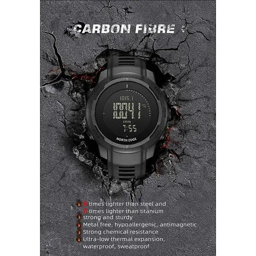 Часы мужские наручные North Edge Vertico с компасом (Черные) - фото 6