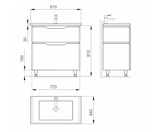 Тумба підлогова Sanwerk Алесса 80 Білий з умивальником Idea (MV0000869) Білий - фото 3