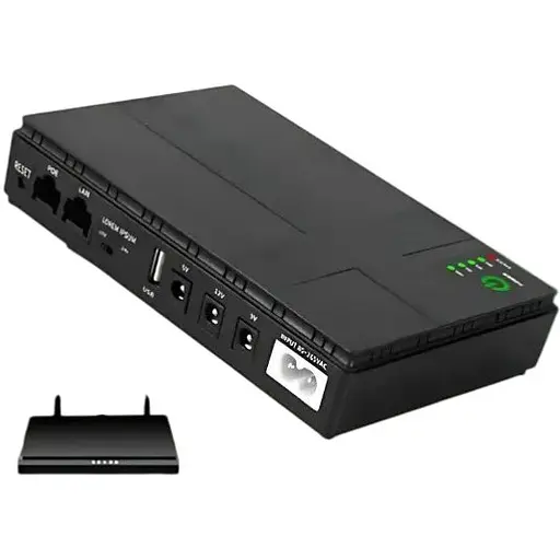 Джерело безперебійного живлення для мережевого обладнання DC1018P 12V/ 9V/ 5V 10400 mAh Чорний - фото 1