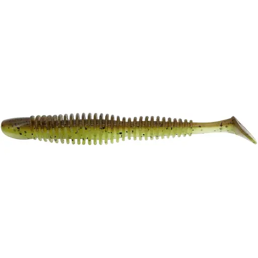 Силикон Reins Bubbling Shad 4" B08 Green Pumpkin Chart Melon (6 шт/уп)