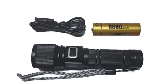 Ліхтар ручний акумуляторний Coba CB-S001-4 4 світла червоний білий синій з індикатором заряду з ремінцем Чорний - фото 1