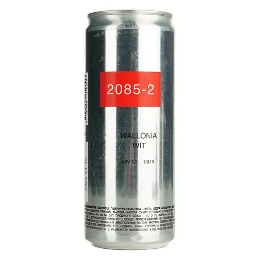 Пиво 2085-2 Wallonia Wit, светлое, нефильтрованное, 5,5%, ж/б, 0,33 л (842348)