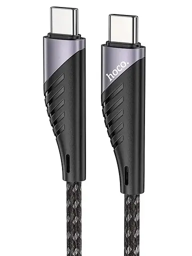 Кабель Hoco U95 Freeway усиленное оплетение Type-C to Type-C 150 см черный - фото 1