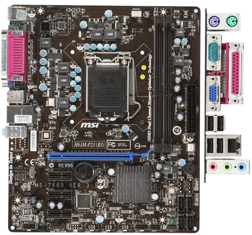 Материнская плата MSI H61M-P23 (B3) LGA 1155 (H61M-P23 (B3)) Б/У - фото 1