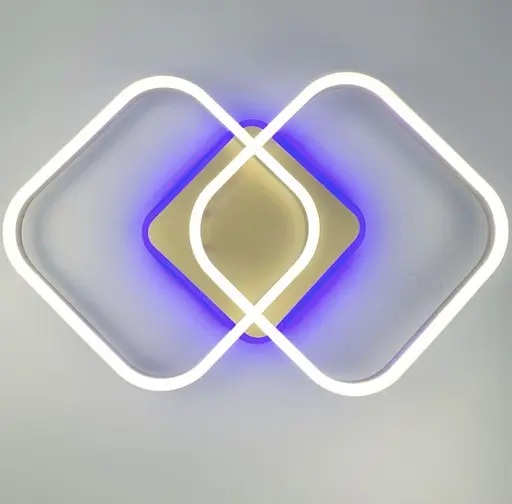 Стельова LED люстра на 2 ріжки квадратної форми з кольоровою RGB підсвіткою на основі | Арт. A 55071/2 | Line F - фото 2