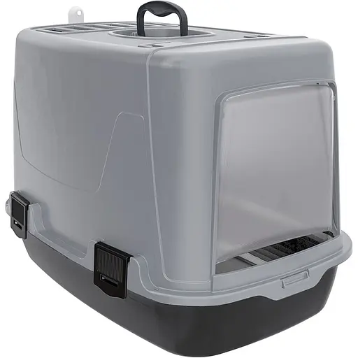 Туалет для кошек Irak Plastik PT-305 закрыт черно-серый