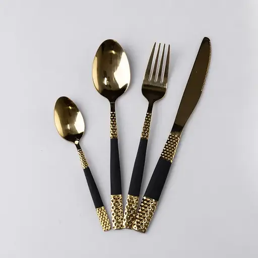 Набор столовых приборов Yiwu PREMIUM из нержавеющей стали на 6 персон 24 предмета столовая ложка вилка чем стильная посуда HP-16978-28 - фото 1