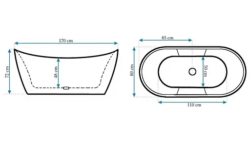 Ванна акрилова окремостояча Rea Ferrano 170x80 whte REA-W0106 Білий - фото 6