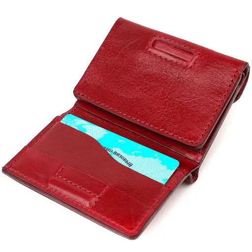 Кожаный женский кошелек Grande Pelle 8х10х1.5 см acs0025869 - фото 3