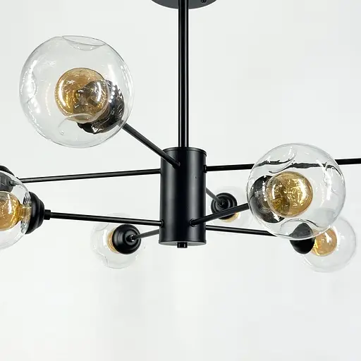 Люстра-молекула в чорному кольорі корпусу з 8 подвійними плафонами | Line F | Арт. 5033/8 - фото 2